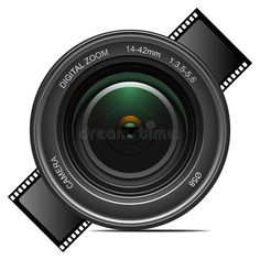 a camera lens with the words digital zoom on it royalty illustration