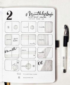 Monthly Bullet Journal Layout, Bullet Journal Layout Ideas, Journal Layout Ideas, Monthly Bullet Journal, Cover Page Ideas, Bullet Journal Minimalist, Bujo Layout, Bullet Journal Ideas Templates