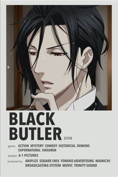 the poster for black butler, an action mystery comedy