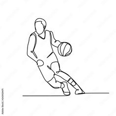 a drawing of a basketball player dribbling the ball