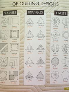 the instructions for quilting designs are shown in black and white on a piece of paper