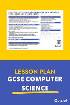 the lesson plan for gcse computer science is shown in blue, yellow and white