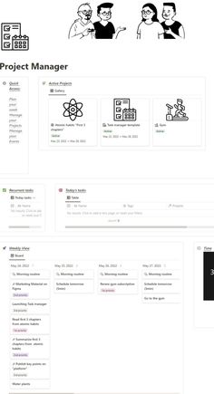 the project manager page is displayed in black and white