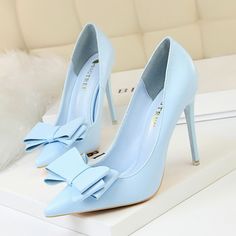 Sepatu Pump, Heels Office, Event Shoes, Hak Tinggi, Yellow Pumps, Bow High Heels, Office Shoes Women, Basic Heels, White High Heels