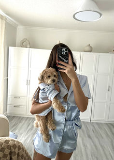 cute poodle in pj's | maltipoo dog mom | matching jammies | light blue silky pj's | lounging pup | cozy dog clothes | cockapoo | cute minipoo Dogs With Clothes, Dog Matching Outfits, Cute Dog Outfits, Poodle Clothes, Cat People Gifts, Silky Pjs, Mini Doodles, Cats And Puppies, Dog Shopping