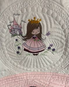 Princess Heirloom Quilt. Great infant or toddler gift for the little princess.  PERSONALIZED ITEMS ARE NOT RETURNABLE Princess Quilt, Baby Crib Blanket, Embroidered Blanket, Heirloom Quilt, Toddler Gift, Princess Baby, Crib Blanket, Lap Quilt, Baby Crib