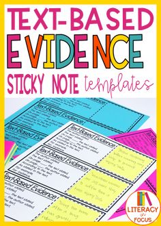 the text - based evidence sticky note templates