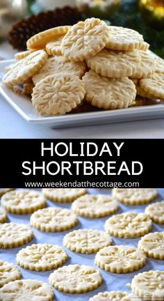 shortbreads on a plate with the words who doesn't love shortbreads?