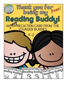 a book cover with two children smiling and reading the text, thank you for being my reading buddy