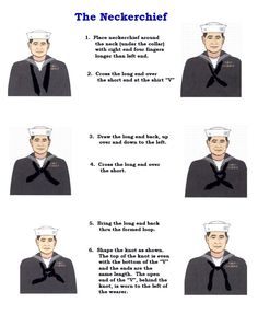 an image of a sailor's necktie with instructions on how to tie it