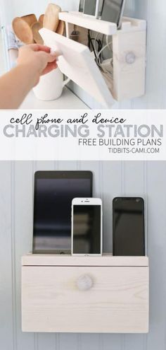 the diy phone charging station is made out of wood