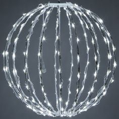 a ball with white lights hanging from it