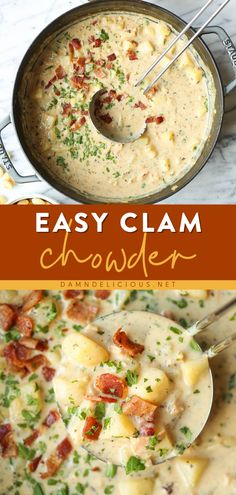 EASY CLAM CHOWDER, family dinner ideas for tonight, comfort food Skinnytaste Clam Chowder, Damn Delicious Clam Chowder, Taste Of Home Clam Chowder Recipe, Chunky Clam Chowder Recipe, Clam Chowder Slow Cooker, Healthier Clam Chowder, Clams Chowder Recipe, Crab And Clam Chowder, Clam Chowder With Evaporated Milk