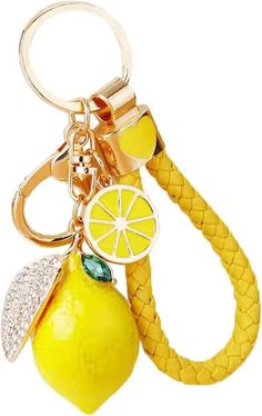 YEHJDSMD Cute Lemon Keychain Little Lemon Crystal Rhinestone Key Chain Fruit Keyring For Purse Bag Backpack Car Jewelry Gift For Women Men, Yellow : Amazon.co.uk: Fashion Lemon Keychain, Lemon Accessories, Lemon Car, Emo Accessories, Key Chain Car, Charm Ideas, Car Jewelry, Short Cake