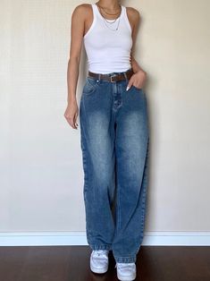 Brand: other/otherAge: 18-24 years oldSize: XS S M L XLFabric classification: denimWaist type: High waistProcess: WashColor classification: washed blue washed blue presale for 15 daysPants placket: ZipperSKU: DC00Ingredient content: 96% and aboveApplicable season: All seasonsYear Season: Summer 2022Thickness: RegularTrouser length: Long pantsStyle: straight-leg pantsColor: LightFabric function: wrinkle resistant Streetwear Baggy Jeans, Jeans Women High Waist, Baggy Jeans Women, Slouchy Jeans, Denim Decor, Y2k Denim, Denim Pants Women, 90s Streetwear, Loose Jeans