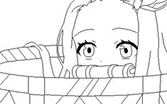 a girl in a basket with her eyes wide open