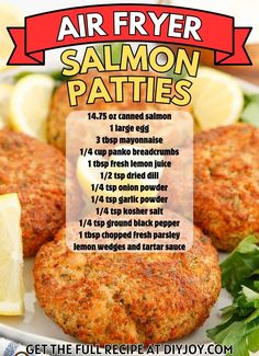 the recipe for air fryer salmon patties is shown