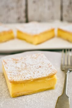 a piece of cake sitting on top of a table next to a fork