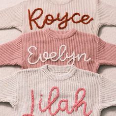 Personalized Baby Sweater With Name – Custom Baby Clothes, Toddler Knit Sweater, Baby Shower Gift  Enhance your little one's wardrobe with our Personalized Baby Sweater With Name , crafted for style, comfort, and uniqueness. This custom knit sweater makes an ideal choice for your baby's essentials or a thoughtful baby shower gift, combining high-quality materials with a personalized touch. Shop now for a special keepsake that will be cherished for years to come.   Key Features    Custom Name Des Baby Sweater With Name, Toddler Knit Sweater, Sweater With Name, Thoughtful Baby Shower Gifts, Custom Baby Clothes, Newborn Onesies, Knitted Baby Clothes, Newborn Girl Outfits, Unique Outfit