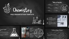 a blackboard presentation with white writing on it that says,'chemistry free presentation template