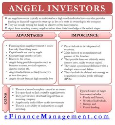 an info sheet with the words angel investment and other things to know about angels in finance