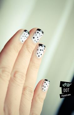 Polka Dots! #nails French Manicure With A Twist, French Manicure Ideas, Nails Gray, Gel Nails Long, French Manicures, Polka Dot Nails, Pretty Nail Designs, Dots Nails