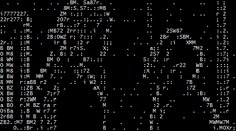 an image of a computer screen with numbers and symbols on it, all in black