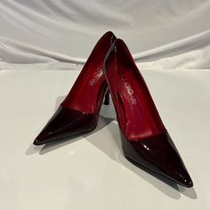 Stunning Brand New Red/Black Patent Leather Pumps. I Bought Them For A Party And Never Ended Up Wearing Them. They Are So Pretty On. Size 36 (5.5-6). The Heel Measures Approximately 4”. Sleek Party Heels With Red Sole, Trendy Red Heels For Formal Occasions, Red Sleek Heels For Evening, Sleek Red Heels For Evening, Red Patent Leather Court Shoes For Party, Burgundy Heels With Red Sole For Party, Trendy Burgundy Heels For Formal Occasions, Party Burgundy Heels With Red Sole, Fitted Burgundy Heels For Evening