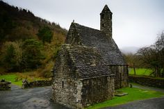 an old stone church in the middle of nowhere