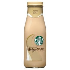 a bottle of starbucks frappuccino coffee on a white background