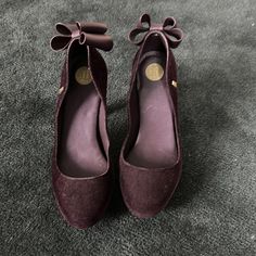 Burgundy Velvet Special Edition Melissa Platform Pump Mint Condition, Worn Once 4 Inch Heels 1 Inch Platform Melissa Platform, Heeled Pumps, Melissa Shoes, Burgundy Velvet, 4 Inch Heels, Platform Pumps, High Heel Pumps, Shoes Women Heels, Color Purple