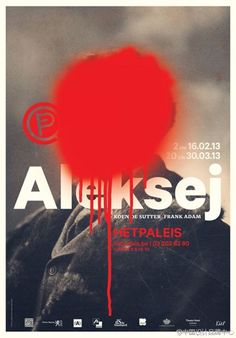 the poster for an upcoming show in berlin, germany with a red balloon hanging from it's side