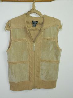 Designers Studio Originals Vintage Suede Sweater Vest Tan Full Zip Medium Flat  Lay Armpit-Armpit 20' Back Length 24" Designers Studio, Vest Sweater, Vintage Suede, Sleeveless Sweater, Sweater Vest, Flat Lay, Sleeveless Top, Character Design, The Originals