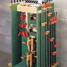 a rack with many different tools in it