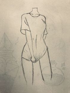 a drawing of a woman's torso and shirt with no panties on the bottom