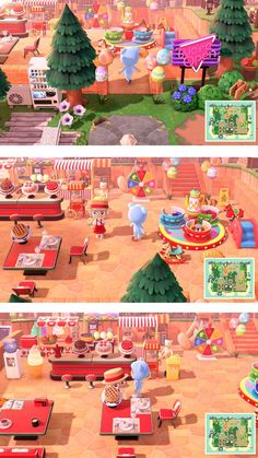 two screens showing the same scene in animal crossing, with different scenes on each screen