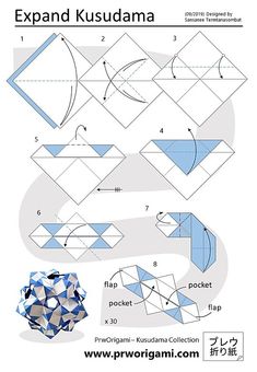 the instructions for how to make an origami kusuama paper craft kit