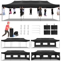 PRICES MAY VARY. ✅【Heavy Duty Upgraded Frame】The frame of 10x30 Pop Up Canopy Tent is commercial grade full truss construction made of durable powder coated stainless steel. 32mm/1.26 inch widened pipe diameter, 0.7mm/0.03 inch thickened wall thickness, Stronger and more stable than other normal gazebos on the market. The middle support pole structure can hold up to 220 lbs on a single pole and can withstand up to level 4 wind (18mph), using the included sandbags, ropes and nails for increased c Tents For Parties, Stables Wedding, Party Canopy, Tent Canopy, Easy Up, Pop Up Canopy Tent, Pergola Canopy, Outdoor Tent