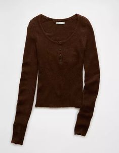 color brown in size small :) American Eagle Outfits, Henley Sweater, American Eagle Sweater, Henley Top, Brown Sweater, Henley Shirts, Nashville, Women's Jeans, American Eagle Outfitters