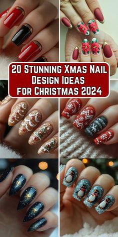 Get into the festive spirit with these 20 stunning Xmas nail design ideas for Christmas 2024! From classic reds and greens to playful snowflakes, glittery accents, and adorable holiday motifs, these nail art ideas will make your nails the perfect accessory for any Christmas celebration. Whether you love bold designs or subtle elegance, these festive nail looks are sure to add holiday cheer to your style. Christmas Nails Acrylic 2024, Christmas Nail Chrome, Matte Christmas Nail Designs, Xmas Nail Art Designs, 2024 Christmas Nail Designs, Christmas Holiday Nails Ideas, Christmas Nails Cranberry, Christmas Decor Nails, Christmas Idea Nails