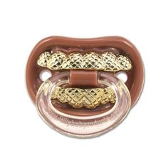 an image of a snake skin pacifier in brown and pink colors on a white background