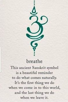 a poem written in green ink on white paper with an image of a tree and the words breathe, this ancient sank symbol is a beautiful reminder to do what comes naturally