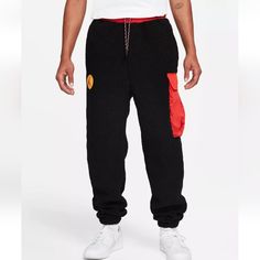 Nwot, Nike Air Jordan Essentials Mountainside Statement Fleece Pants In Black. Sold Out At Nike! Fuzzy, Sherpa-Textured Thick Material. Pops Of Crisp Woven Red Fabric At The Waistband, Cargo & Back Pockets. Large On-Seam Hand Pockets. Elasticized Waistband + Drawcord Jordan Essentials, Pants Nike, Fleece Pants, Red Fabric, Nike Pants, Nike Jordan, Nike Air Jordan, Air Jordan, Black Pants