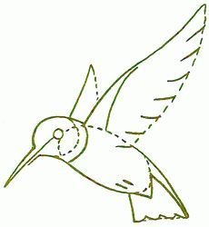 a drawing of a hummingbird flying in the sky