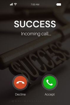 a phone screen with the text success incoming call