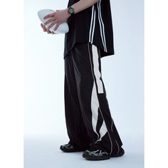 Water-Repellent Sports Patchwork Wide Leg Pants A Fabric: 90% Nylon+10% Spandex B Fabric: 55% Polyester+45% Nylon Size: S, M, L, XL Pants Type: Wide Leg Pants Multiple Color Selections: Black, Dark Gray  Season: Spring, Fall, Summer Casual White Parachute Pants For Outdoor, Sporty Full-length Cargo Pants For Streetwear, White Techwear Bottoms For Outdoor, White Techwear Pants For Outdoor, Functional Sports Bottoms With Reflective Details, Casual White Nylon Parachute Pants, Streetwear Bottoms With Contrast Color And Long Pants, Functional White Pants For Outdoor Activities, Reflective Sportswear Bottoms For Sports