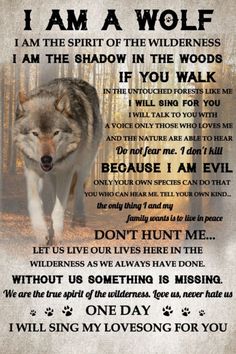 a wolf poem with the words i am a wolf