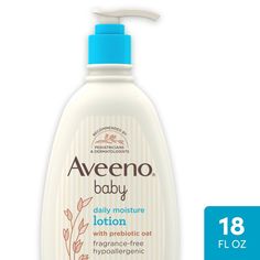 Deeply moisturize your little one's delicate skin for a full 24 hours with Aveeno Baby Daily Moisture Body Lotion with nourishing prebiotic oatmeal. This nourishing baby body lotion is specially formulated to be gentle enough for baby's delicate and sensitive skin. Formulated with oatmeal, this lotion moisturizes sensitive skin for a full 24 hours. The fast-absorbing, non-greasy formula helps deeply moisturize baby’s delicate skin. This hypoallergenic baby lotion can be used every day to keep yo Aveeno Lotion, Aveeno Baby, Pregnancy Body, Colloidal Oatmeal, Gentle Baby, Baby Lotion, Moisturizing Lotions, Johnson And Johnson, Baby Body