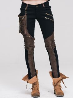 Steampunk Pants, Edgy Jeans, Moda Steampunk, Mode Steampunk, Steampunk Women, 일본 패션, Apocalyptic Fashion, Woman In Black, Steampunk Clothing