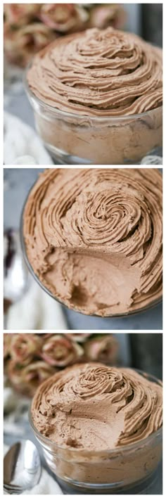 three images show how to make a chocolate cake